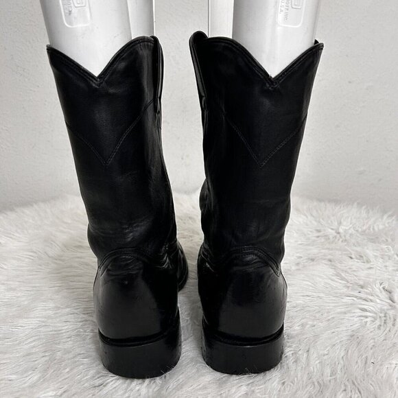 DAN POST MEN'S BLACK WESTERN COWBOY BOOTS ROPER CALF HEIGHT STYLE 26595 SIZE 10M - Picture 4 of 10